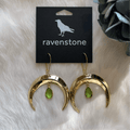 Ravenstone The Golden Moon and Peridot Drop Earrings