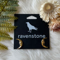 Ravenstone The Golden Moon Face Stud Earrings