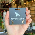 Ravenstone The Golden Moon Face Stud Earrings