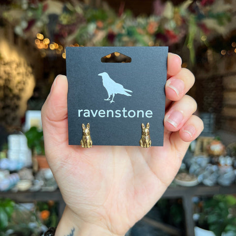 Ravenstone The Golden Rabbit Stud Earrings