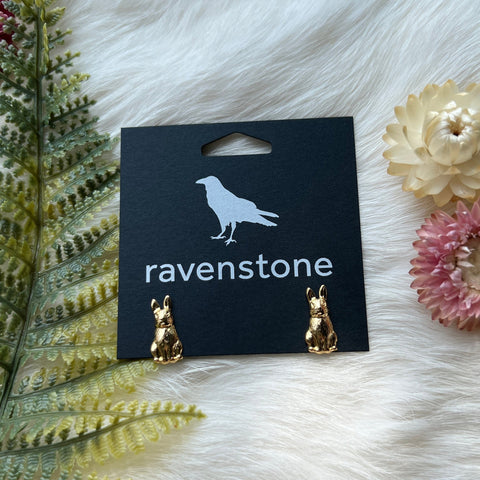 Ravenstone The Golden Rabbit Stud Earrings