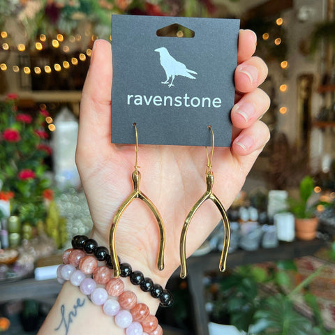 Ravenstone The Golden Wishbone Earrings