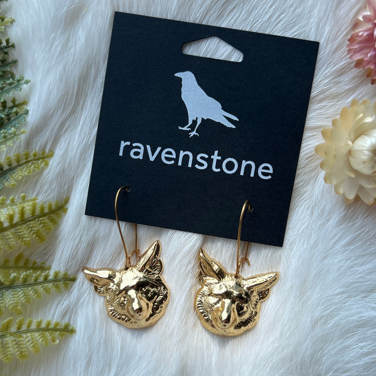 Ravenstone The Golden Wolf Earrings