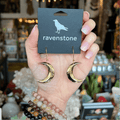 Ravenstone The Little Golden Crescent Moon Earrings