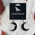 Ravenstone The Little Midnight Crescent Moon Earrings