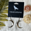 Ravenstone The Little Silver Crescent Moon Earrings