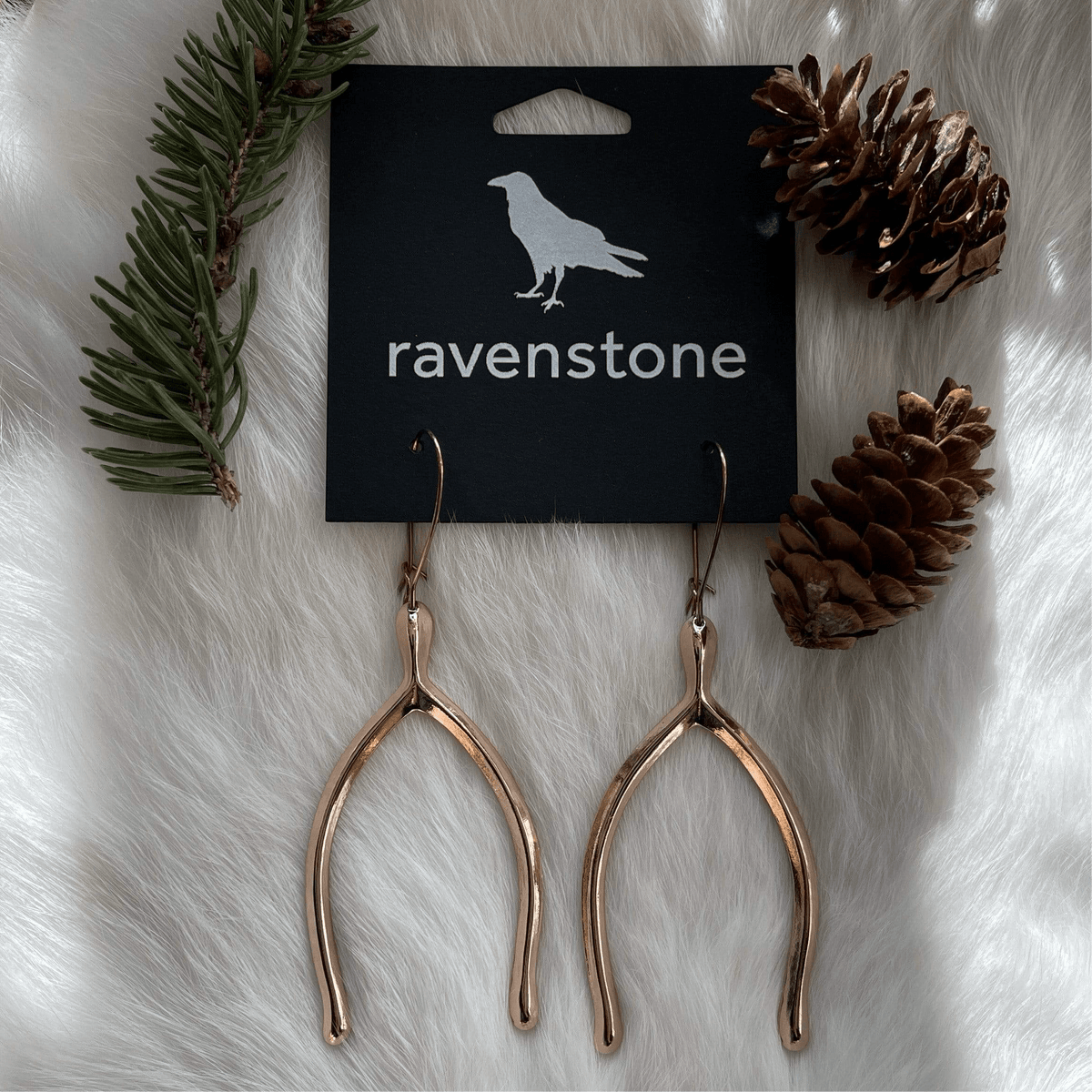 Ravenstone The Rose Gold Wishbone Earrings