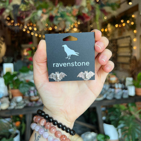 Ravenstone The Silver Bat Stud Earrings