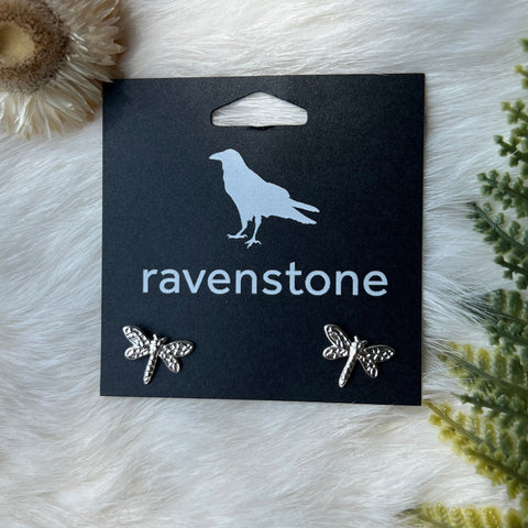 Ravenstone The Silver Dragonfly Stud Earrings