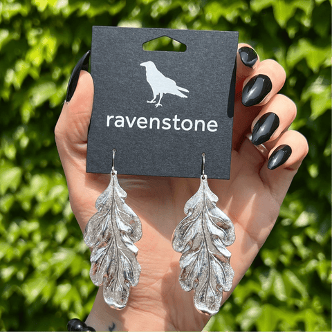 Ravenstone The Silver Oak Leaf Earrings