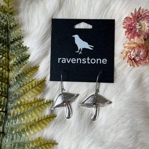 Ravenstone The Silver Shiitake Mushroom Earrings