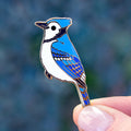 Botanical Bright Blue Jay Bird Enamel Pin