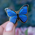 Botanical Bright Morpho Butterfly Enamel Pin