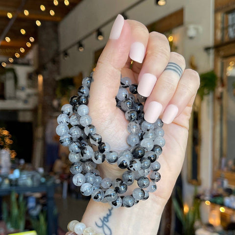 Ravenstone Crystals Tourmalated Quartz Stretch Bracelet