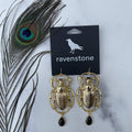 ravenstone The Big Golden Scarab and Black Onyx Earrings