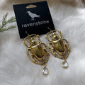 Ravenstone The Big Golden Scarab and Clear Quartz Earrings