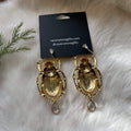 Ravenstone The Big Golden Scarab and Clear Quartz Earrings