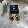 Ravenstone The Big Golden Scarab and Clear Quartz Earrings