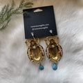 Ravenstone The Big Golden Scarab and Turquoise Earrings