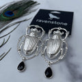 ravenstone the big silver scarab and black onyx earrings