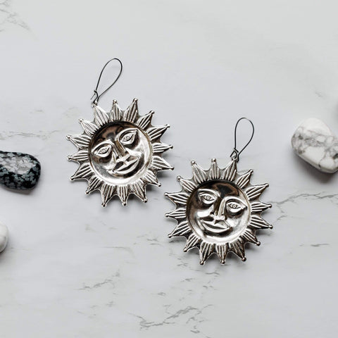 ravenstone The Giant Silver Sun Earrings