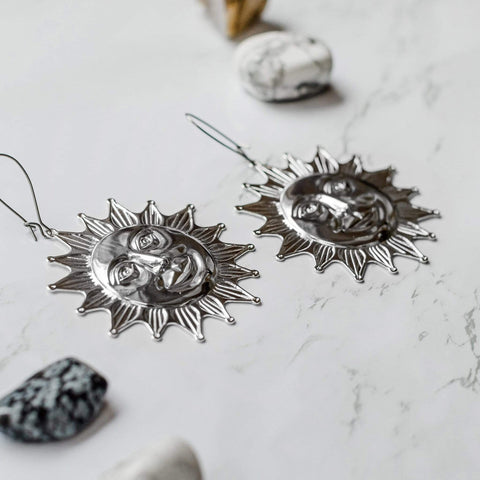 ravenstone The Giant Silver Sun Earrings