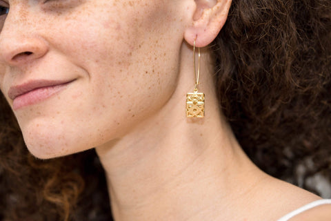 ravenstone The Golden Cube Earrings