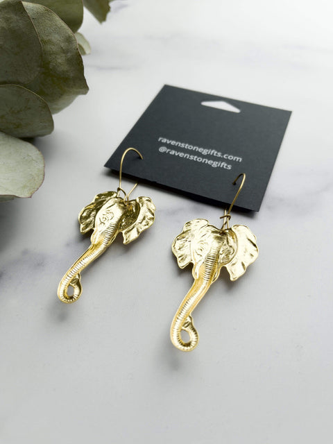 Ravenstone The Golden Elephant Earrings