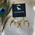 Ravenstone The Golden Moon and Blue Topaz Drop Earrings