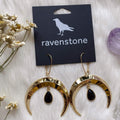 Ravenstone The Golden Moon and Black Onyx Drop Earrings