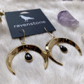 Ravenstone The Golden Moon and Black Onyx Drop Earrings