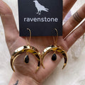 Ravenstone The Golden Moon and Black Onyx Drop Earrings