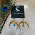 Ravenstone The Golden Moon and Blue Topaz Drop Earrings