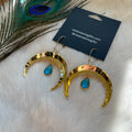 Ravenstone The Golden Moon and Blue Topaz Drop Earrings