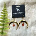 Ravenstone The Golden Moon and Carnelian Drop Earrings