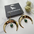 ravenstone The Golden Moon and Emerald Drop Earrings