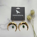 ravenstone The Golden Moon and Emerald Drop Earrings