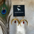 Ravenstone The Golden Moon and Garnet Drop Earrings