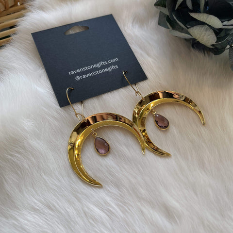 Ravenstone The Golden Moon and Morganite Drop Earrings