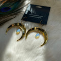 Ravenstone The Golden Moon and Opal Drop Earrings