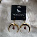 Ravenstone The Golden Moon and Ruby Drop Earrings