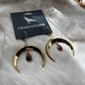 Ravenstone The Golden Moon and Ruby Drop Earrings