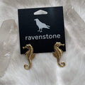 Ravenstone The Golden Seahorse Stud Earrings