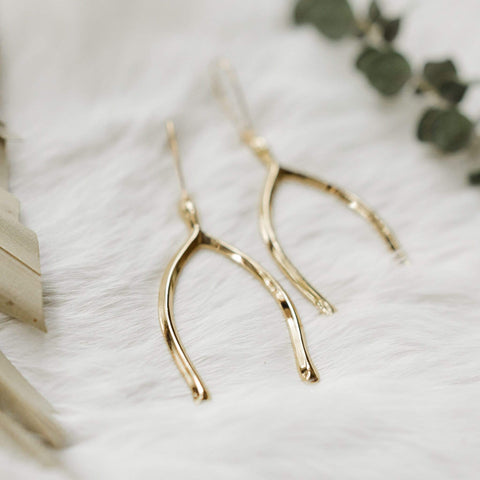 ravenstone The Golden Wishbone Earrings