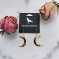 Ravenstone The Little Golden Crescent Moon Earrings