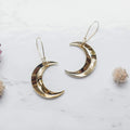 Ravenstone The Little Golden Crescent Moon Earrings