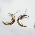 Ravenstone The Little Golden Crescent Moon Earrings