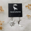 Ravenstone The Little Silver Sun and Moon Earrings