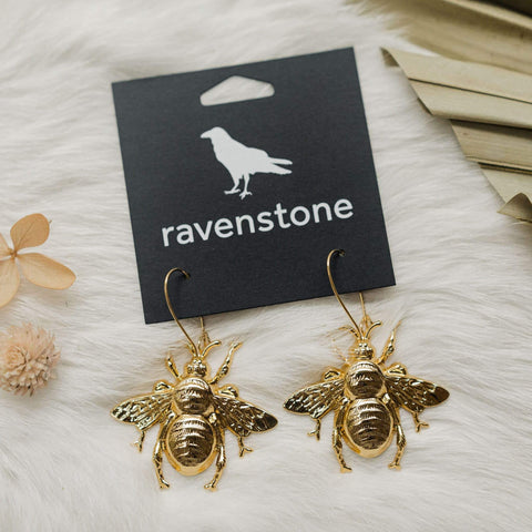 Ravenstone The (Not So) Big Golden Bee Earrings