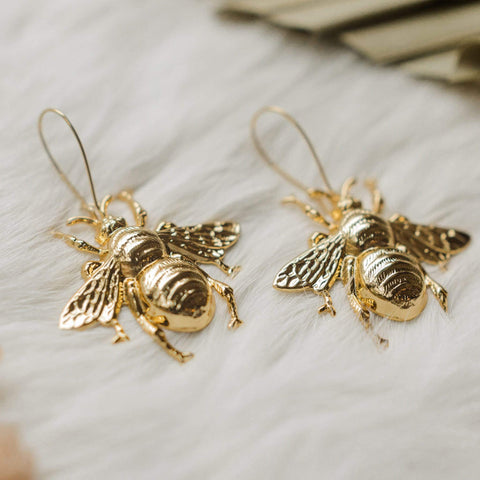 Ravenstone The (Not So) Big Golden Bee Earrings